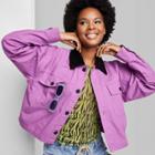 Women's Cropped Canvas Surplus Shacket - Wild Fable Vibrant Purple