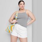 Women's Plus Size Super-high Rise Rolled Cuff Mom Jean Shorts - Wild Fable White