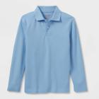 Plusboys' Long Sleeve Interlock Uniform Polo Shirt - Cat & Jack Light Blue