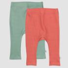 Honest Baby Girls' 2pk Organic Cotton Chunky Rib Harem Pull-on Pants - Pink/green