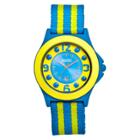 Women's Crayo Carnival Watch With Date Display And Two-tone Nylon Strap-blue/yellow, Turquoise