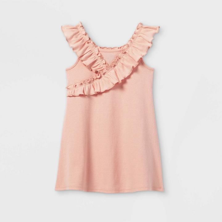 Toddler Girls' Ribbed Ruffle Tank Dress - Art Class