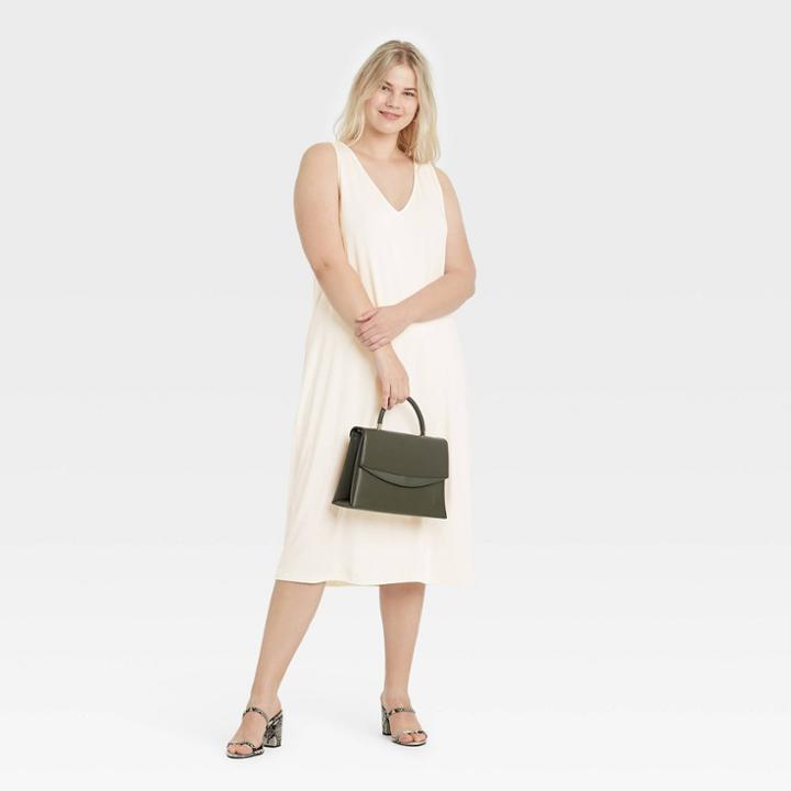Women's Plus Size Sleeveless Knit Dress - A New Day Fresh White