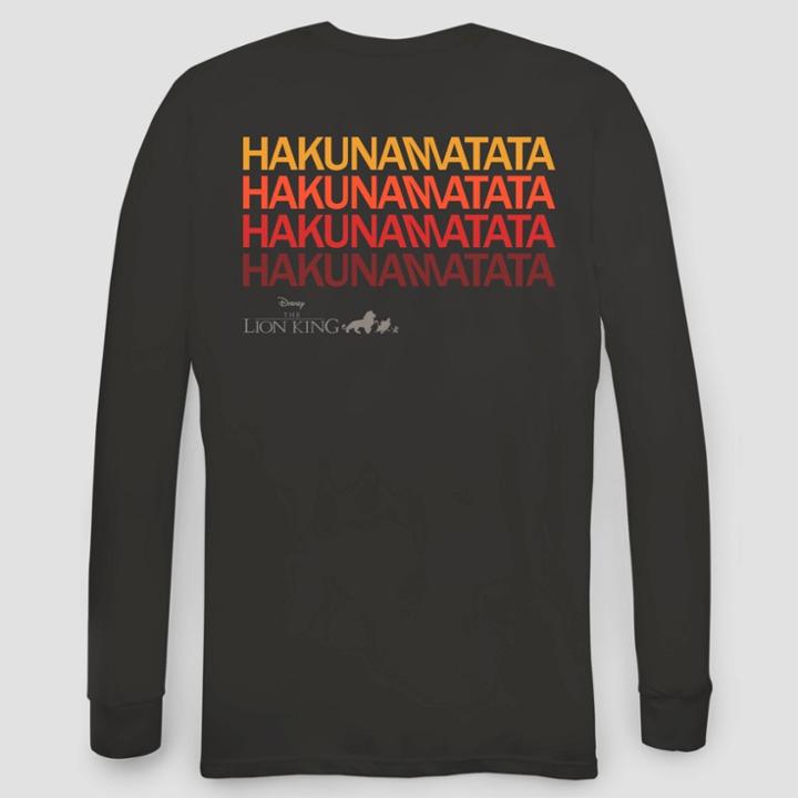 Men's Disney Hakunamatata Long Sleeve Graphic T-shirt - Coal M, Size: