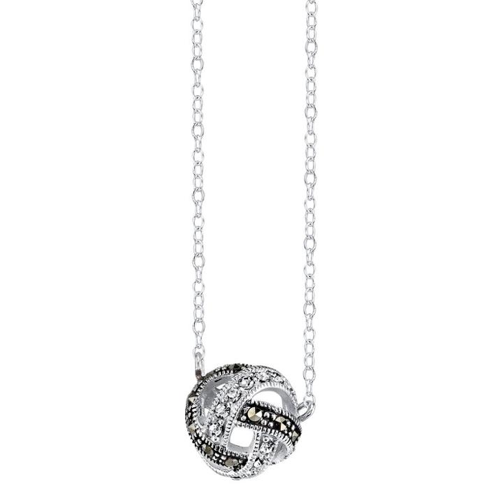 Target Silver Plated Marcasite And Crystal Knot Pendant - 18.3, Girl's, Silver/metallic