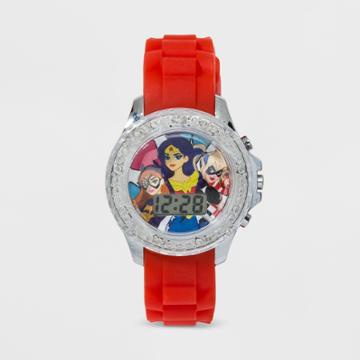 Dc Comics Girls' Dc Super Hero Girls Flashing Lcd Watch - Red