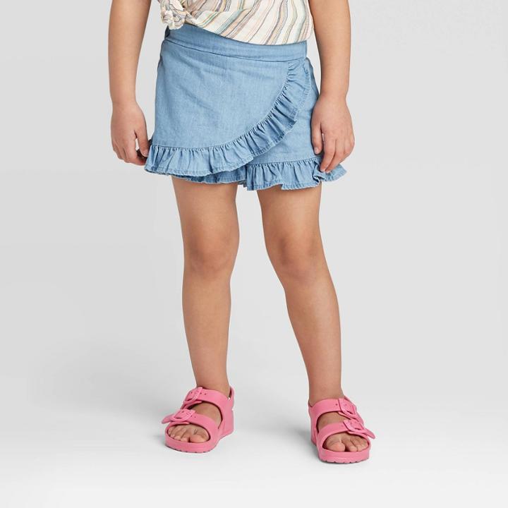 Toddler Girls' Denim Ruffle Skort - Art Class Blue 12m, Toddler Girl's