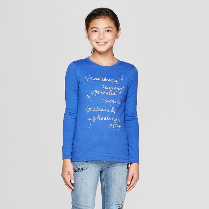 Girls' Long Sleeve Moonbeams Graphic T-shirt - Cat & Jack Blue