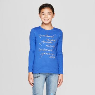 Girls' Long Sleeve Moonbeams Graphic T-shirt - Cat & Jack Blue