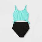 Girls' Ribbed Monokini One Piece Swimsuit - Art Class Black