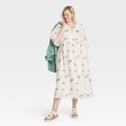 Women's Plus Size Balloon Long Sleeve Dress - Universal Thread Cream Floral 1x, Ivory Floral