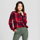 Women's Long Sleeve Plaid Any Day Button Down Shirt - A New Day Red/navy