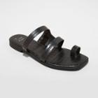 Women's Marilyn Crocodile Print Toe Loop Slide Sandals - A New Day Black