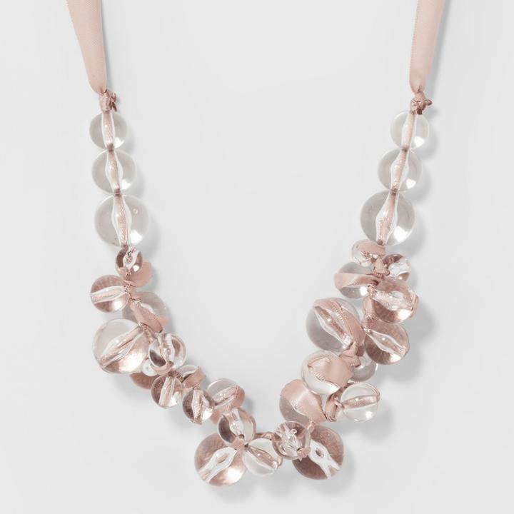 Ribbon Beaded Necklace - A New Day Pink