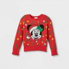 Toddler Girls' Minnie Mouse Ugly Christmas Pullover - Red