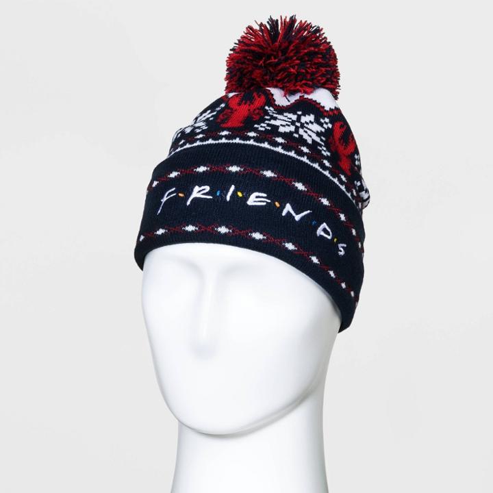 Men's Friends Fairisle Pom Beanie - Navy