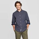 Men's Printed Standard Fit Long Sleeve Northrop Poplin Button-down Shirt - Goodfellow & Co Blue S, Men's,