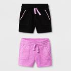 Toddler Girls' Knit Cargo Shorts - Cat & Jack Black/lavender