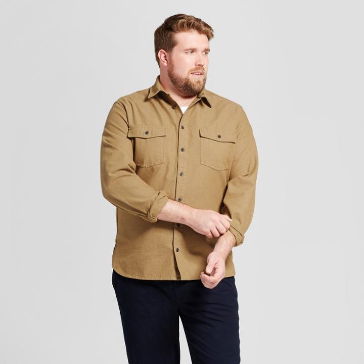 Men's Big & Tall Slim Fit Button-down Work Shirt - Goodfellow & Co Tan