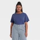 Women's Plus Size Short Sleeve T-shirt - Universal Thread Navy Blue
