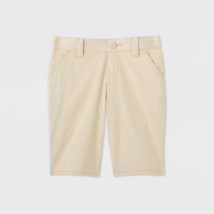 Girls' Flat Front Stretch Uniform Shorts - Cat & Jack Beige