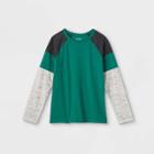 Boys' Baseball Long Sleeve T-shirt - Cat & Jack Jade Green/black