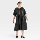 Women's Plus Size Raglan Short Sleeve Trapeze Dress - Who What Wear Black