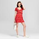 Women's Floral Print Tie Front Ruffle Dress - Almost Famous (juniors') Red