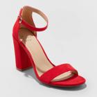 Women's Ema Wide Width Microsuede High Block Heel Sandal Pumps - A New Day Red 7w,