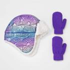 Toddler Girls' Quilted Rainbow Hat And Gloves Set - Cat & Jack Purple