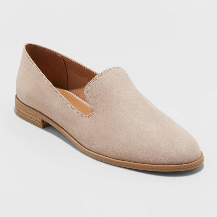 Women's Adeline Microsuede Round Toe Flat Loafers - Universal Thread Taupe 12, Women's, Brown