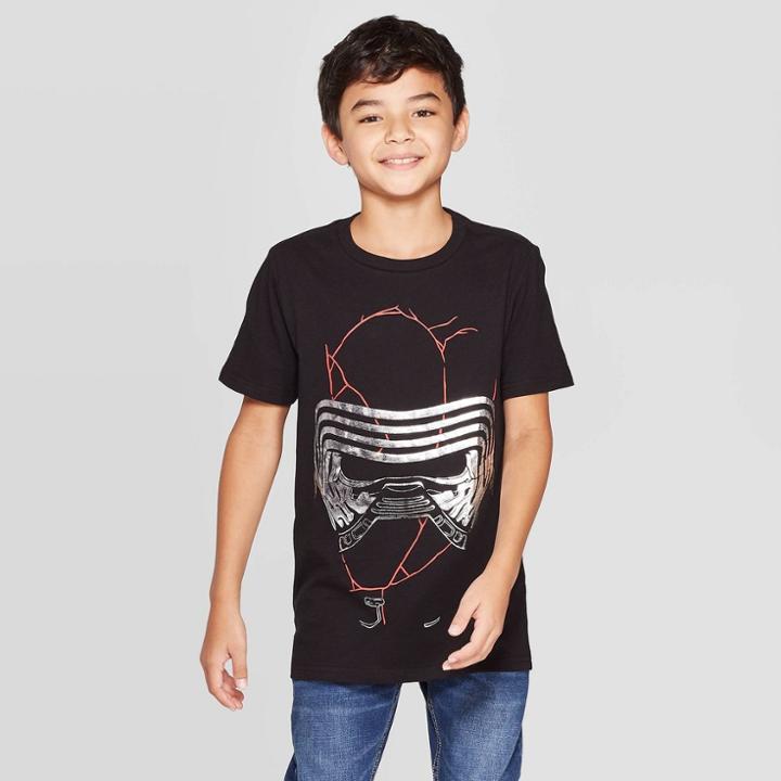 Petiteboys' Kylo Ren Star Wars Short Sleeve T-shirt - Black L, Boy's,