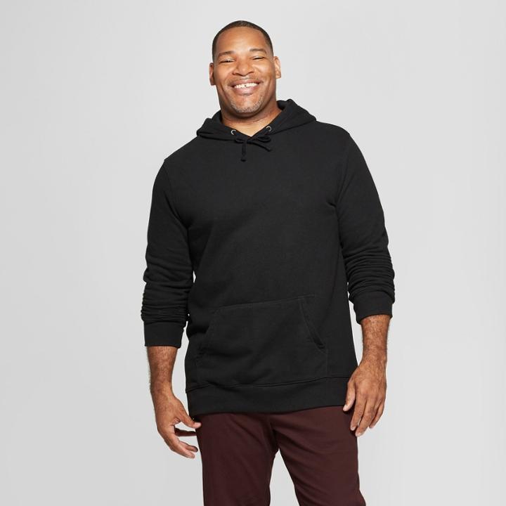 Men's Big & Tall Regular Fit Long Sleeve Fleece Hooded Sweatshirt - Goodfellow & Co Black