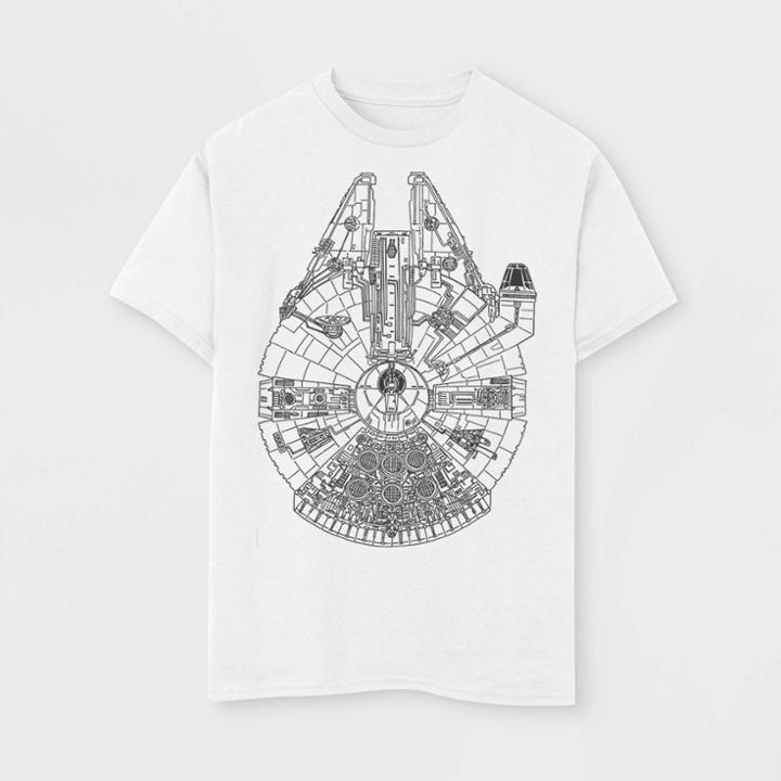 Boys' Star Wars Line Art Falcon T-shirt - White