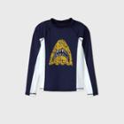 Boys' Long Sleeve Shark Print Rash Guard Swim Shirt - Cat & Jack Navy/white