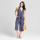 Women's Button Front Print Jumpsuit - Knox Rose Navy