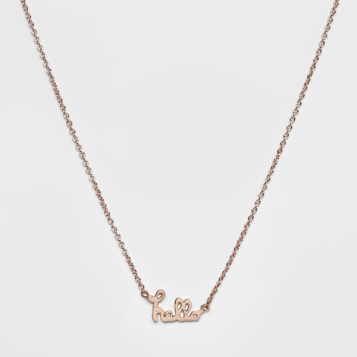 Pendant With Scripted Hello Verbiage Necklace - Wild Fable Rose Gold