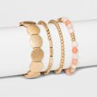 Semi Precious Beads, Metal Beads Multi 4 Row Stretch Bracelet Set - Universal Thread