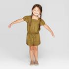 Toddler Girls' Rayon Challis Romper - Cat & Jack Olive