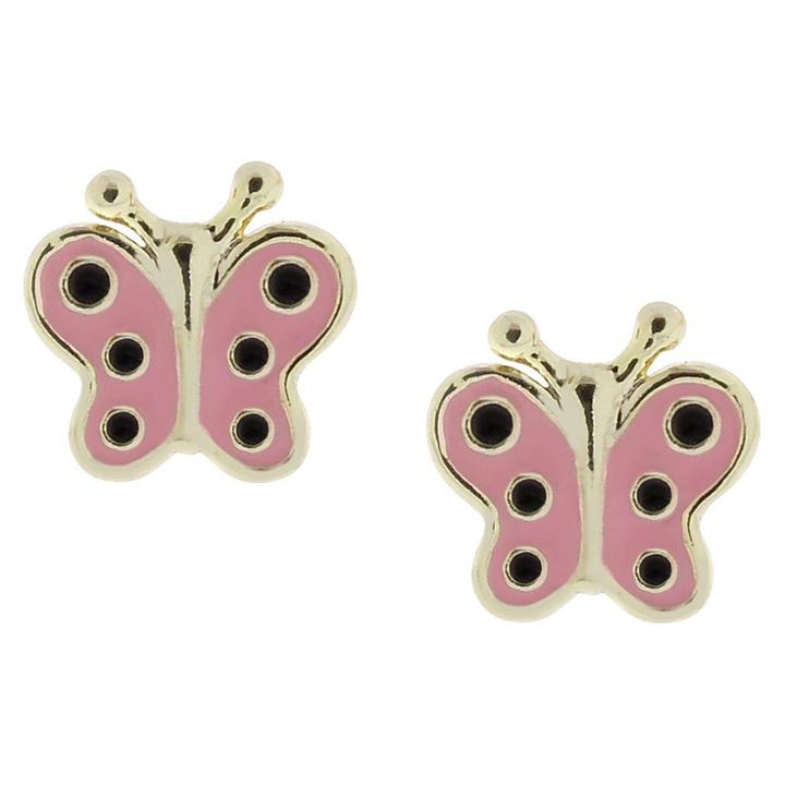 Target Ellen 18k Gold Overlay Butterfly Studs - Pink, Girl's