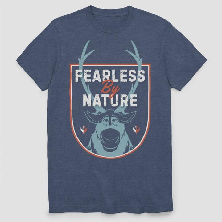 Disney Men's Frozen 2 Sven Fearless By Nature Short Sleeve Graphic T-shirt - Heather Navy S, Men's, Size:
