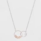Target Sterling Silver Double Circle With Mom And Cubic Zirconia Necklace - Silver/rose Gold