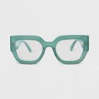 Women's Shiny Plastic Rectangle Blue Light Filtering Glasses - Universal Thread Aqua Green