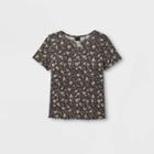 Girls' Short Sleeve Notch Neck T-shirt - Art Class Black