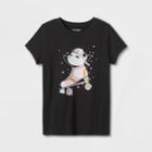 Girls' 'skating Panda' Short Sleeve Graphic T-shirt - Cat & Jack Black