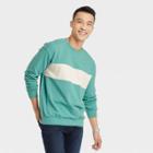 Men's Standard Fit Crewneck Pullover Sweatshirt - Goodfellow & Co Teal Blue