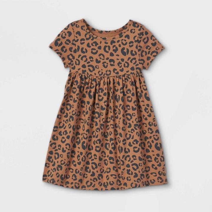 Toddler Girls' Short Sleeve Knit Dress - Cat & Jack Brown/black