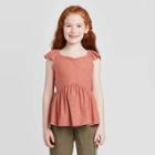 Girls' Tie-back Peplum Tank Top - Art Class Orange S, Girl's,