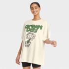 Women's Green Day Short Sleeve Graphic T-shirt Dress - Cream