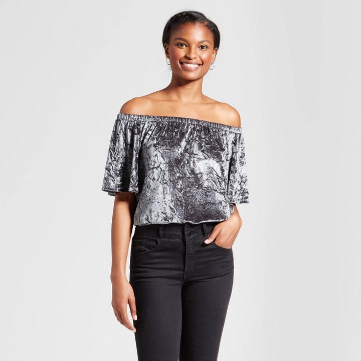 Women's Crushed Velvet Off The Shoulder Top - Knox Rose